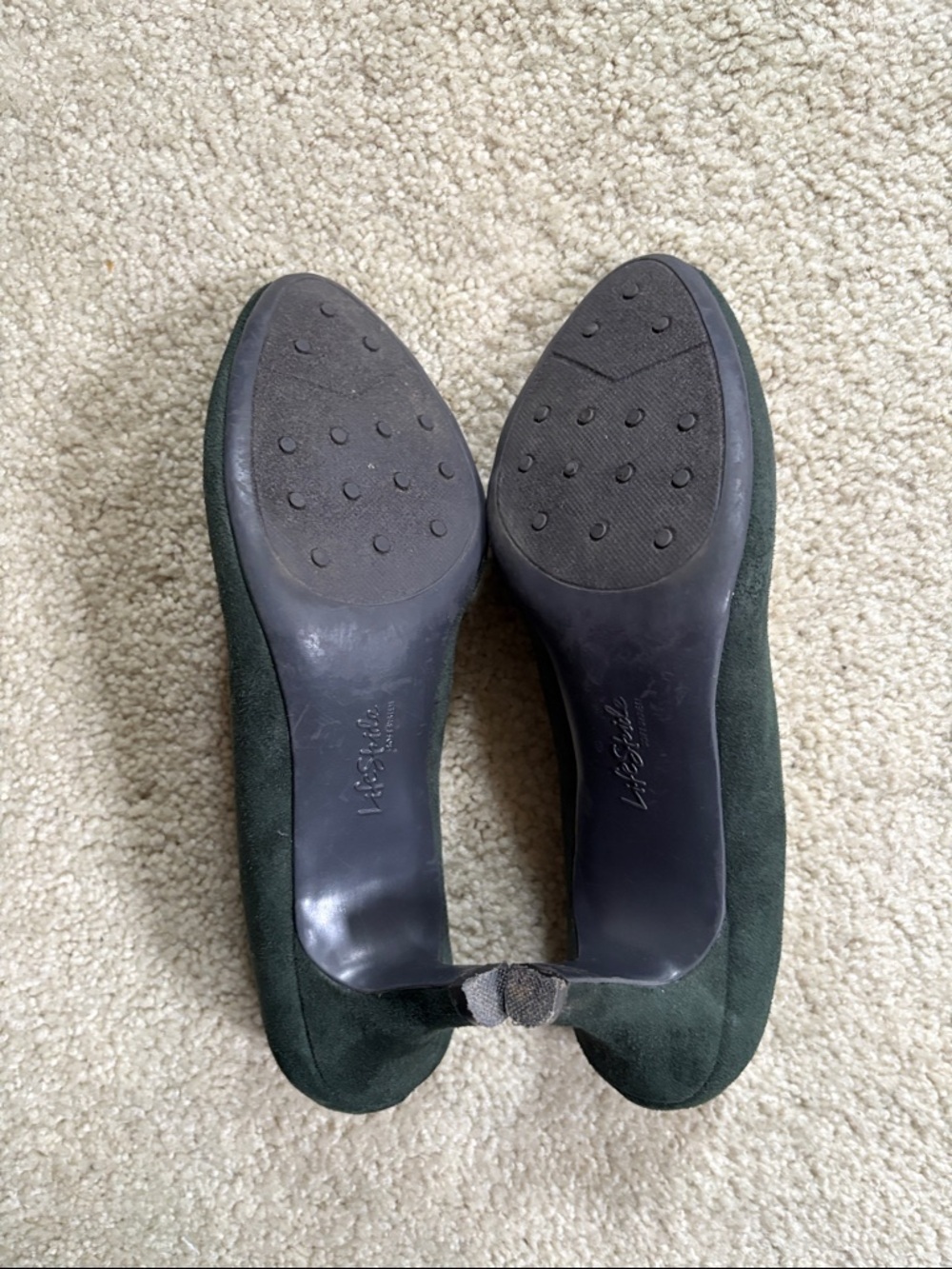Life Stride Forest Green Faux Suede Mid Heel Pumps-Size 8M - Picture 9 of 12